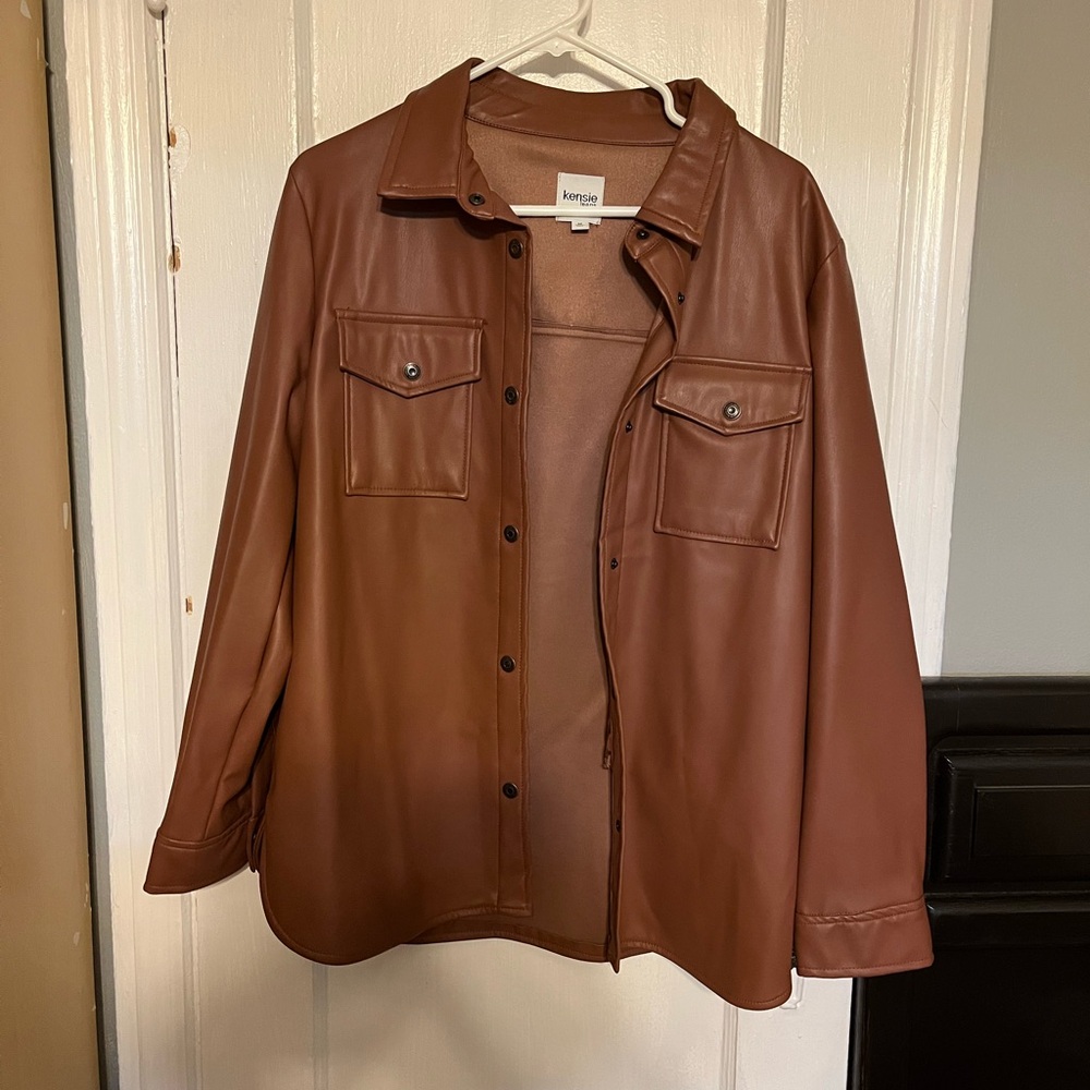 Never Worn Kenzie Faux Leather Brown Jacket